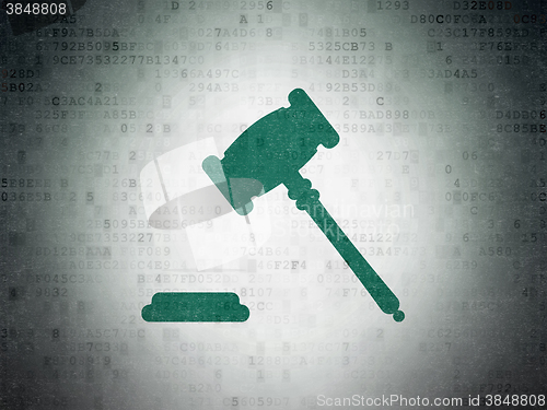 Image of Law concept: Gavel on Digital Paper background