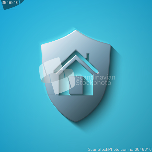 Image of Finance concept: flat metallic Shield icon, vector