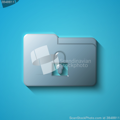 Image of Finance concept: flat metallic Folder With Lock icon, vector