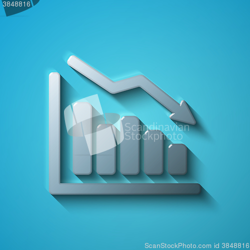 Image of Finance concept: flat metallic Decline Graph icon, vector