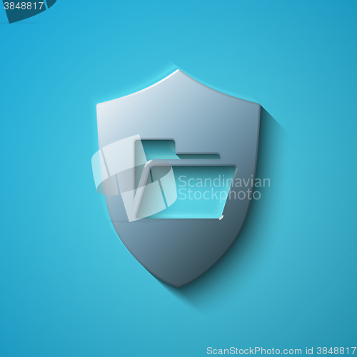 Image of Finance concept: flat metallic Folder With Shield icon, vector