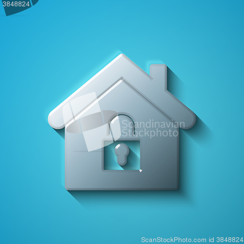 Image of Finance concept: flat metallic Home icon, vector