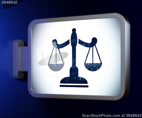 Image of Law concept: Scales on billboard background