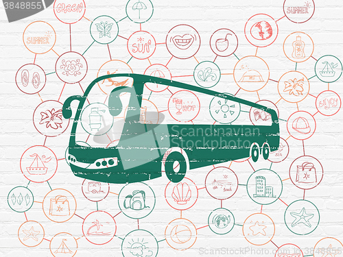 Image of Vacation concept: Bus on wall background