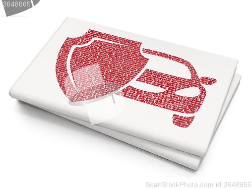 Image of Insurance concept: Car And Shield on Blank Newspaper background