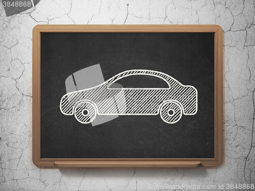 Image of Tourism concept: Car on chalkboard background