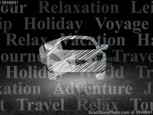 Image of Vacation concept: Car in grunge dark room