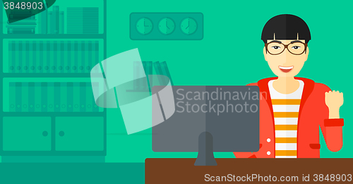 Image of Cheerful successful man.