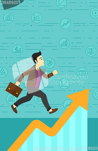Image of Man running on growth graph. 