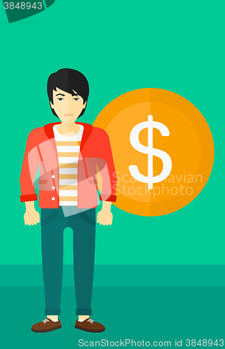 Image of Successful businessman with dollar coin.