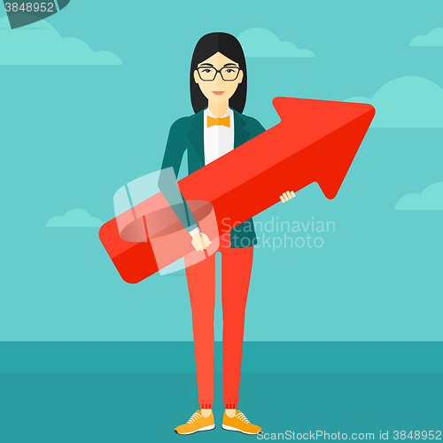 Image of Successful business woman with arrow up.