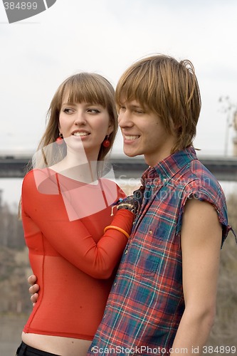 Image of Young couple - the guy and the girl outdoor 9