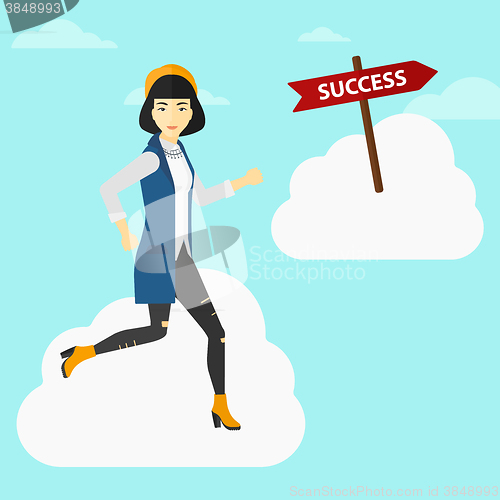 Image of Business woman moving to success.