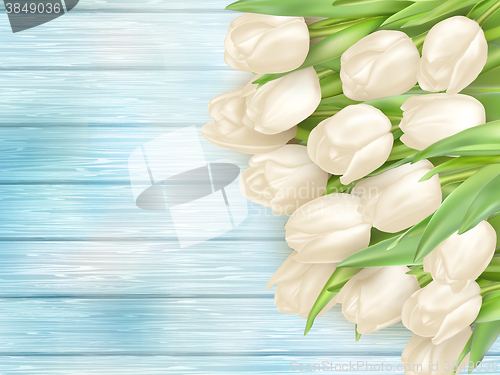 Image of Bouquet of white tulips. EPS 10