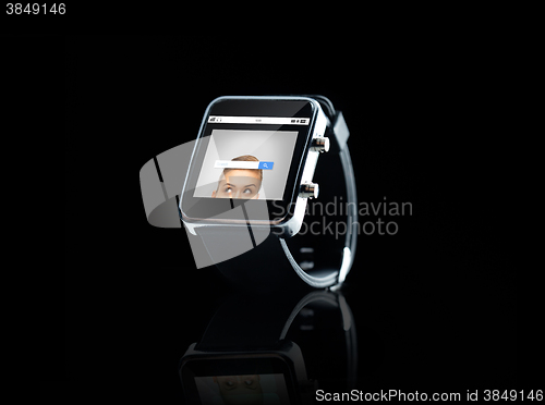 Image of close up of smart watch with internet search bar