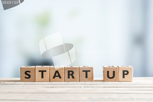 Image of Start up sign on a desk