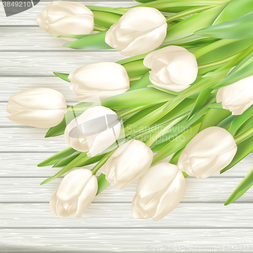 Image of Bouquet of white tulips. EPS 10