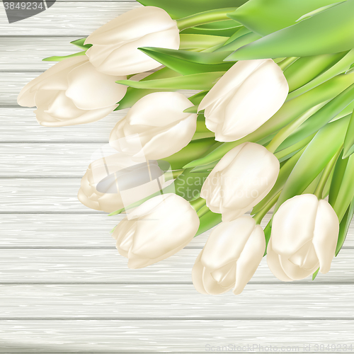 Image of Bouquet of white tulips. EPS 10