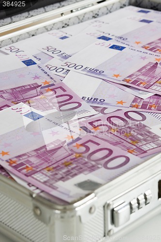 Image of 500 Euro banknotes in a briefcase