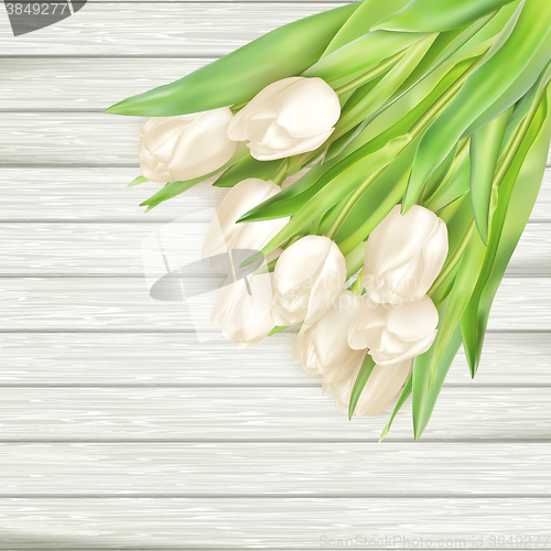 Image of Bouquet of white tulips. EPS 10