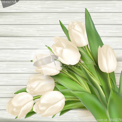 Image of Bouquet of white tulips. EPS 10