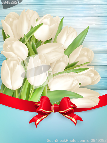Image of Bouquet of white tulips. EPS 10