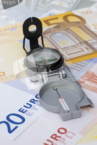 Image of Compass on euro banknotes