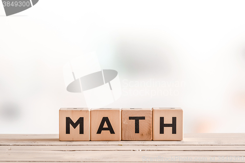 Image of Math lesson sign on a wooden table
