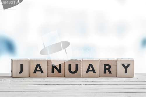 Image of January sign on wooden cubes