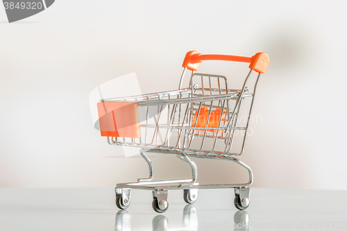 Image of Empty shopping cart in a market