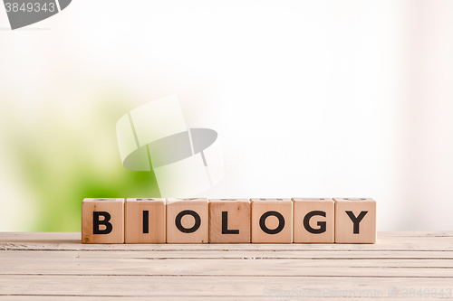 Image of Biology sign on a table in the nature