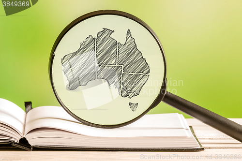 Image of Australia information with a pencil drawing