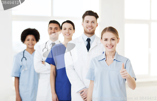 Image of group of doctors and nurses at hospital