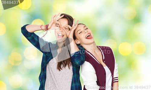 Image of happy smiling pretty teenage girls having fun