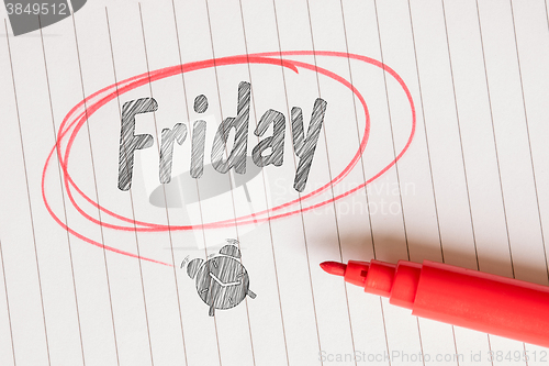 Image of Friday note with a red circle