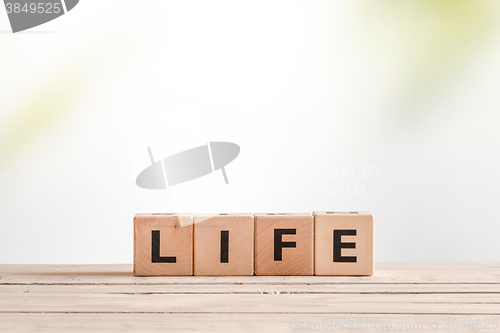 Image of Life sign made of wooden blocks