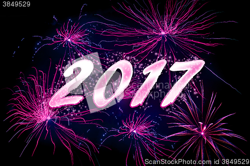 Image of Violet fireworks at 2017 new year