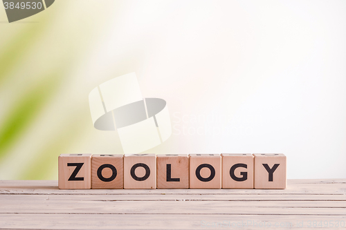 Image of Zoology lesson sign on a table