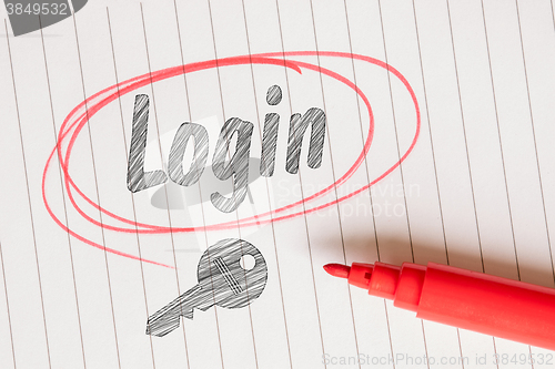 Image of Login note with a red circle