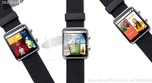 Image of close up of smart watch with internet applications