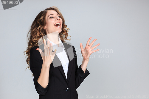 Image of The young woman\'s portrait with happy emotions