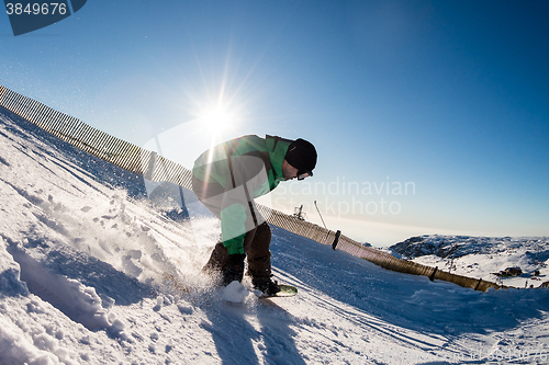 Image of Snowboard freerider in the mountains