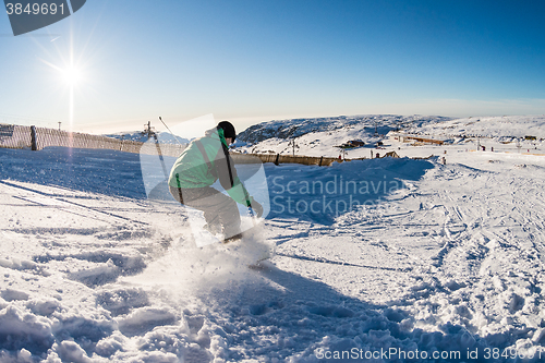 Image of Snowboard freerider in the mountains