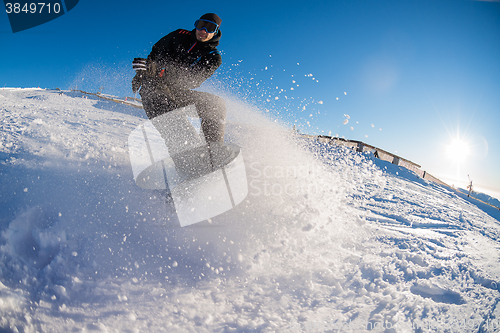 Image of Snowboard freerider in the mountains