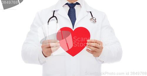 Image of male doctor with red heart