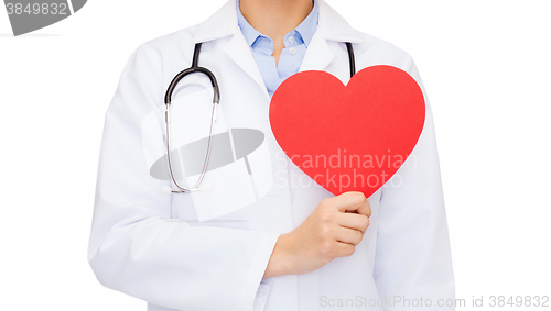 Image of female doctor with heart and stethoscope