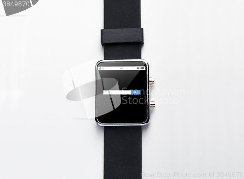 Image of close up of smart watch with internet search bar