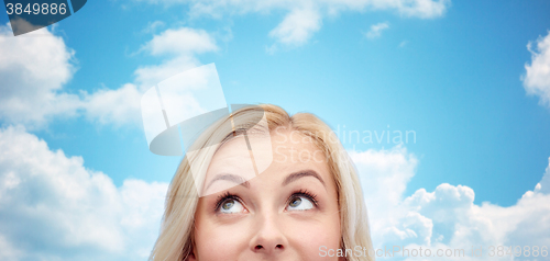 Image of happy young woman or teenage girl face