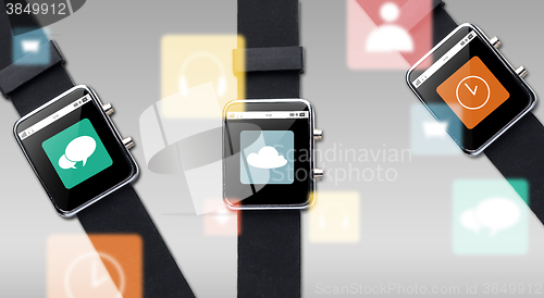 Image of close up of smart watch with application icons