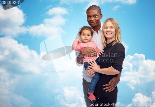 Image of happy multiracial family with little child